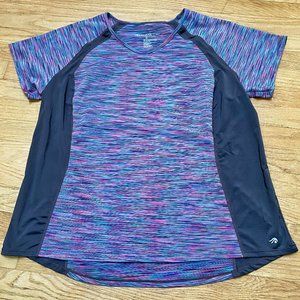 Ideology striped purple v-neck workout top 2X